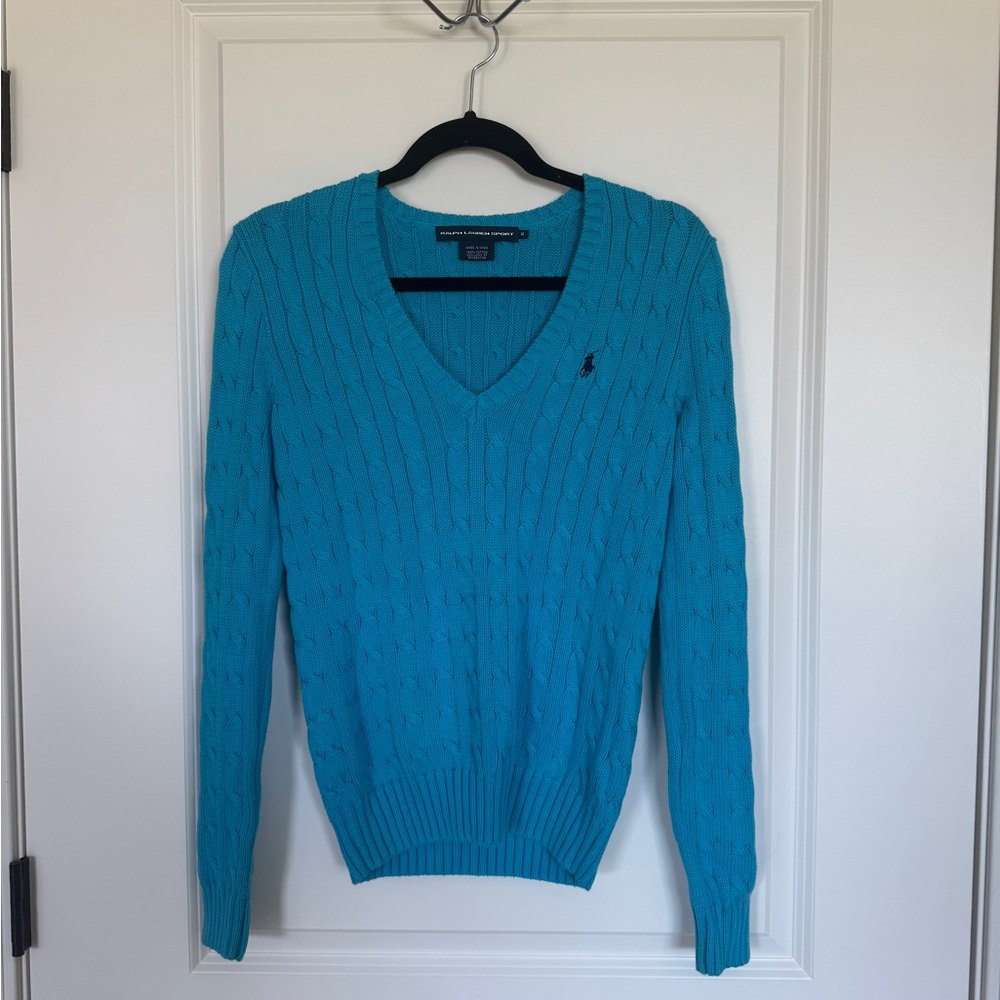 Ralph Lauren Teal Cable Knit Sweater